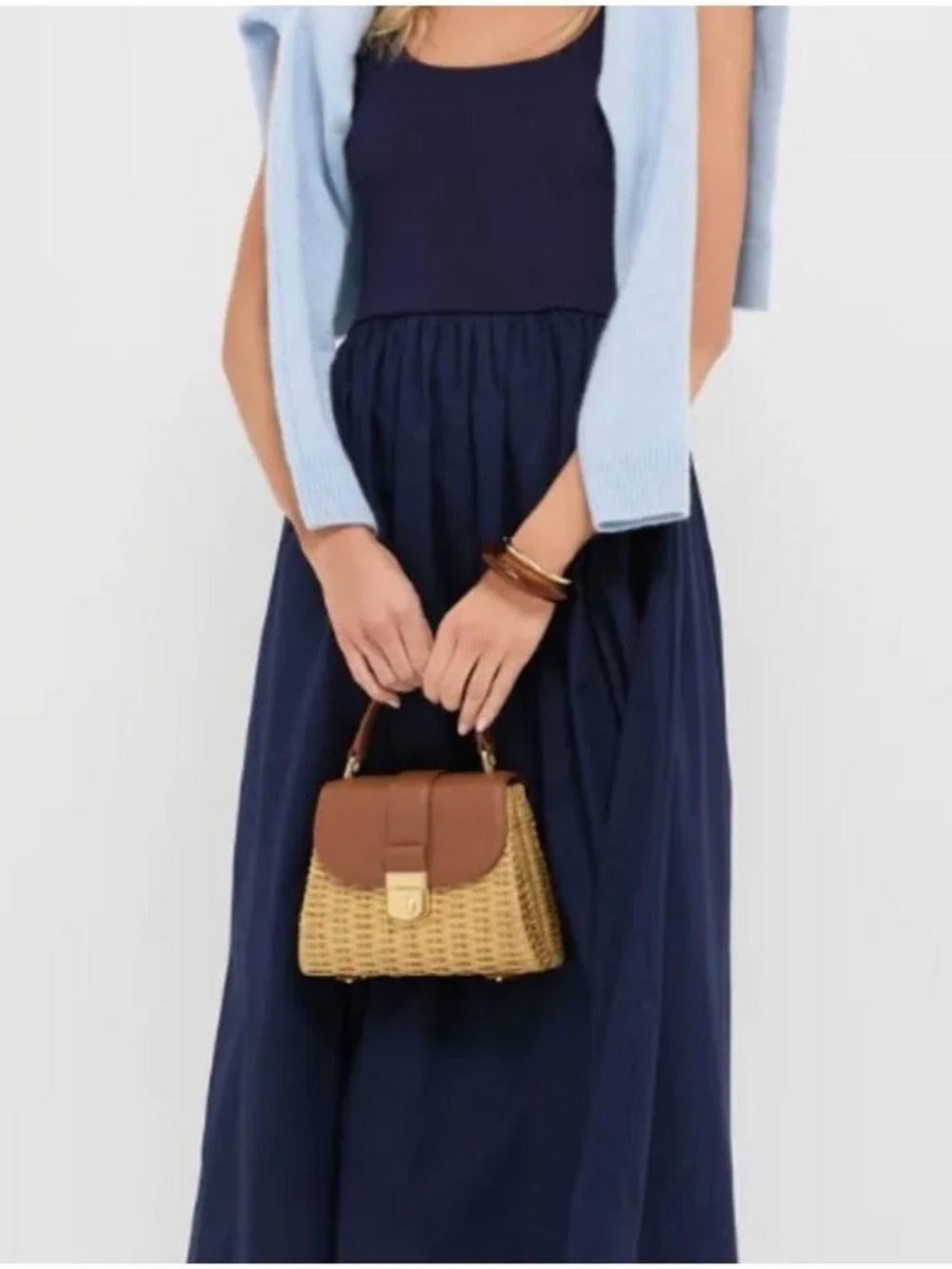 Tuckernuck Navy Gathered-Waist Sleeveless Midi Dress